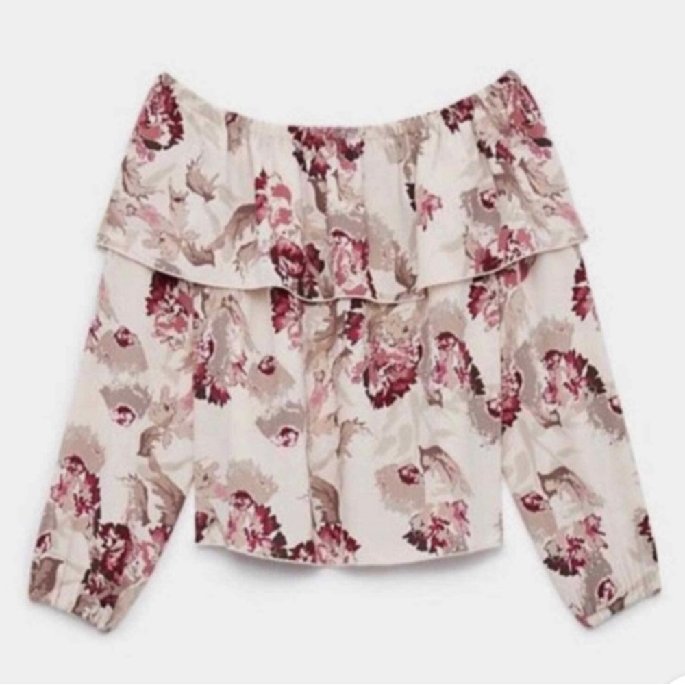 Aritzia Wilfred Morel Floral Off Shoulder Blouse Size XXS